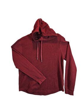 American Eagle Womens Burgundy Waffle Knit Hoodie Pullover Top Size L